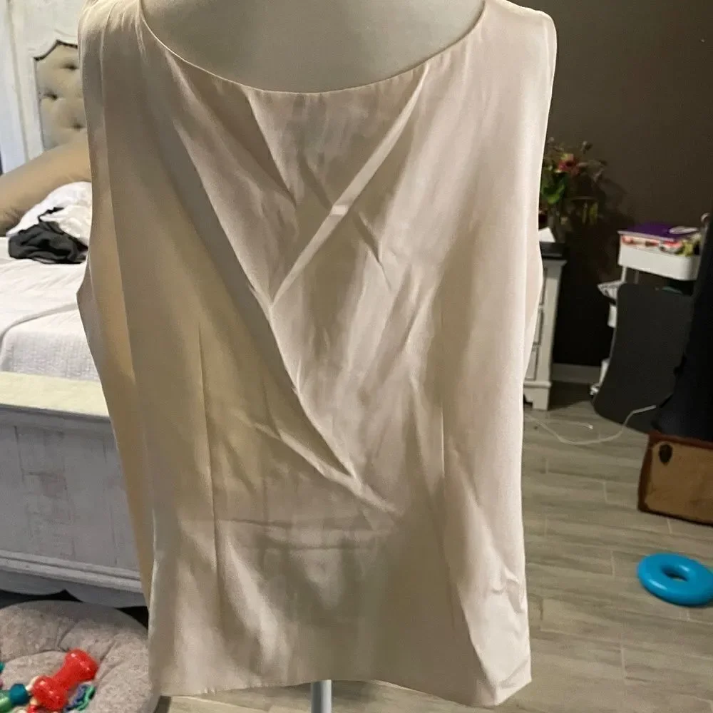 NWOT Lafayette 148 New York Cream Silk Fully Lined Sleeveless Top - 14 - Picture 5 of 10